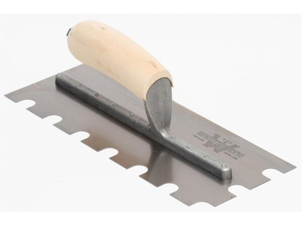 Marshalltown Gezahnte Kelle, U -13x13x51 mm, Holzgriff, Edelstahl, Maße: 279x102 mm