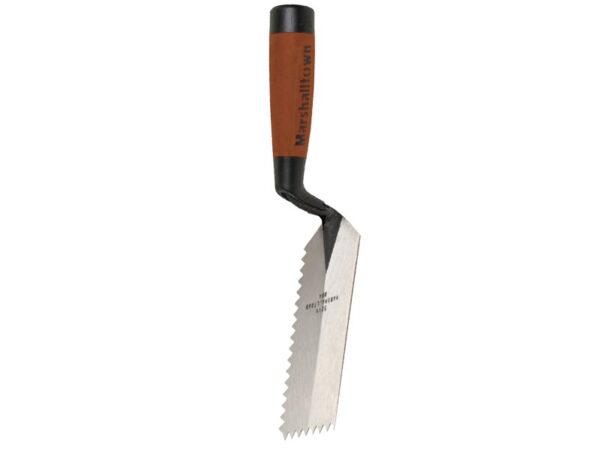 Marshalltown Zweiseitig gezahnte Randkelle, V- 6x4,5 mm, Durasoft Griff, Stahl,  Maße: 127x51 mm