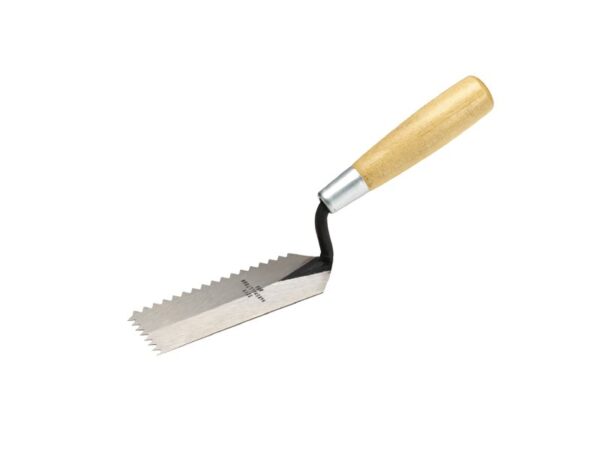 Marshalltown Zweiseitig gezahnte Randkelle, V- 6x4,5 mm, Holzgriff, Stahl, Maße: 127x51 mm