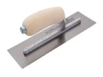 Marshalltown Glättkelle, Gebogener Holzgriff, Carbonstahl, Maße: 254x102 mm