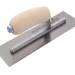 Marshalltown Glättkelle, Gebogener Holzgriff, Carbonstahl, Maße: 254x102 mm