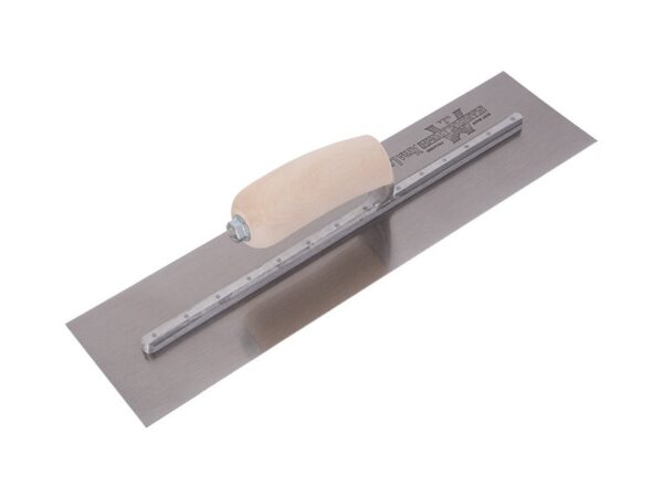 Marshalltown Glättkelle, Gebogener Holzgriff, Carbonstahl, Maße: 457x114 mm