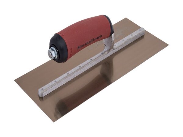 Marshalltown Glättkelle mit gebogener Durasoft Griff, Goldstahl, Maße: 279x114 mm