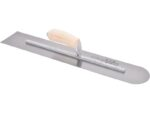 Marshalltown Glättkelle, vorne runde Front, Holzgriff, Carbonstahl, Maße: 406x102 mm – Bild 4