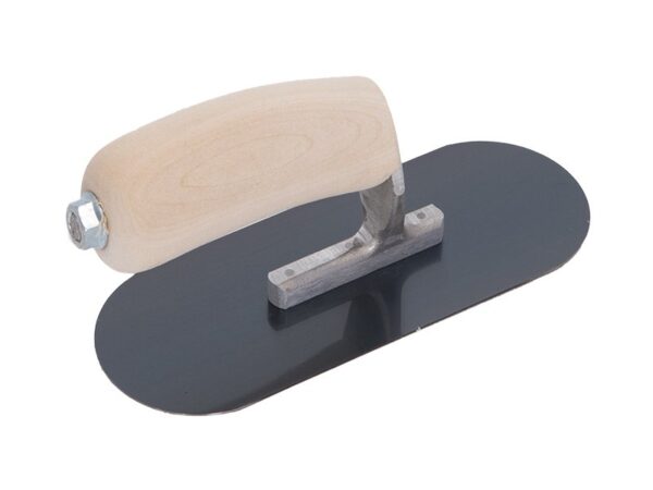 Marshalltown Poolkelle mit abgerundeten Enden, 3 sichtbare Nieten, Holzgriff, Blaustahl, Maße: 203x76 mm