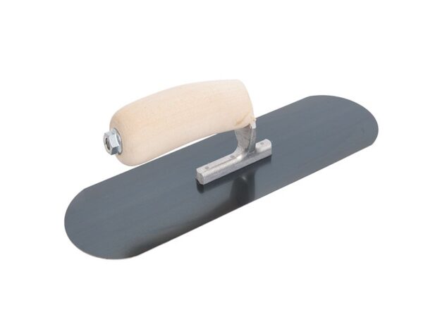 Marshalltown Poolkelle mit abgerundeten Enden, 3 sichtbare Nieten, Holzgriff, Blaustahl, Maße: 356x102 mm