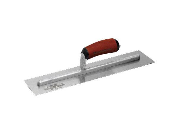 Marshalltown Dreiseitig gezahnte Kelle, Flaches V 3x3x3 mm, Durasoft Griff, Stahl, Maße: 279x114 mm