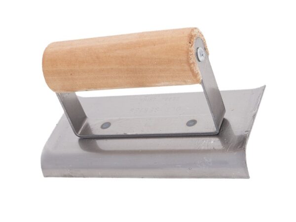 Marshalltown QLT Beton-Stahlkantenkelle R 10mm, L 13mm - Gebogene Enden - Holzgriff, Carbonstahl, 152x76 mm