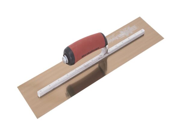 Marshalltown Glättkelle mit gebogener Durasoft Griff, Goldstahl, Maße: 457x102 mm