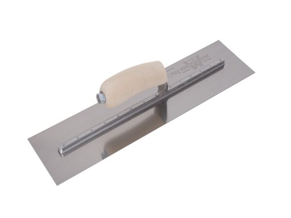 Marshalltown Edelstahl Glättkelle mit gebogener Holzgriff, Maße: 406x102 mm