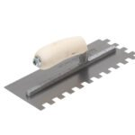 Marshalltown Gezahnte Kelle, Eckig 6x6x6 mm, Gebogener Holzgriff, Stahl, Maße: 279x114 mm