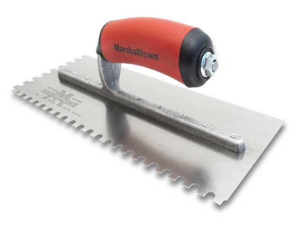 Marshalltown Gezahnte Kelle, U-6x6x6 mm, Durasoft Griff , Stahl, Maße: 279x114 mm