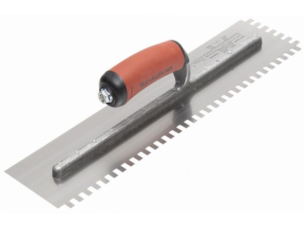 Marshalltown Zweiseitig gezahnte Kelle, Eckig 6x10x6 mm, Durasoft Griff, Stahl, Maße: 279x114 mm