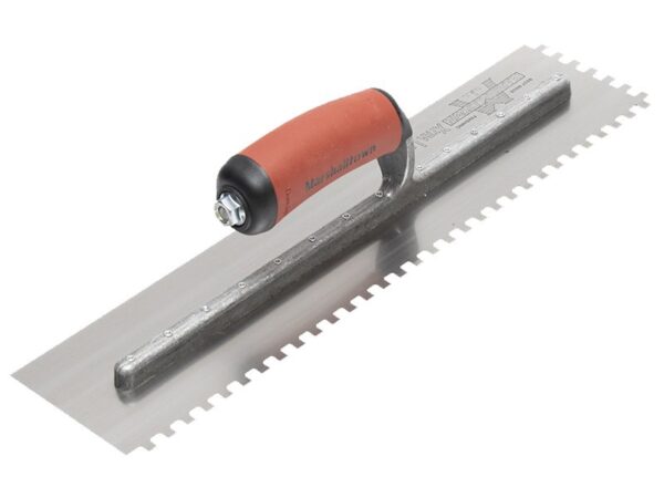 Marshalltown Zweiseitig gezahnte Kelle, Eckig 6x6x6 mm, Durasoft Griff, Stahl, Maße: 279x114 mm