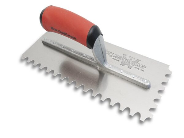 Marshalltown Elliptische gezahnte Kelle, 11x10x6 mm, Durasoft Griff, Stahl, Maße: 279x114 mm