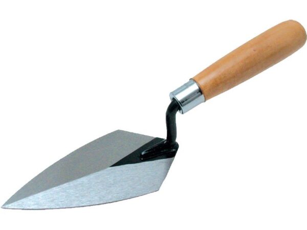 Marshalltown QLT Spitzkelle mit Hartholzgriff, aus Stahl, Maße: 140x70 mm
