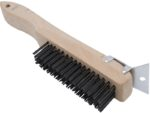Marshalltown QLT Drahtbürste mit Schaber, Holzgriff, Stahlborsten, Maße: 254x25 mm – Bild 2