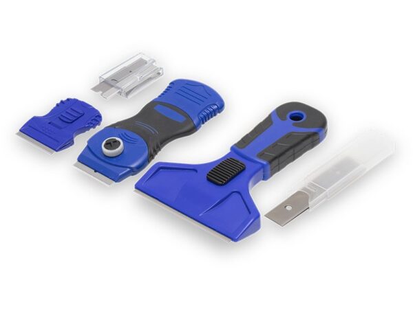 Marshalltown Fensterglasschaber Set, Softgrip Griff, blau-schwarz