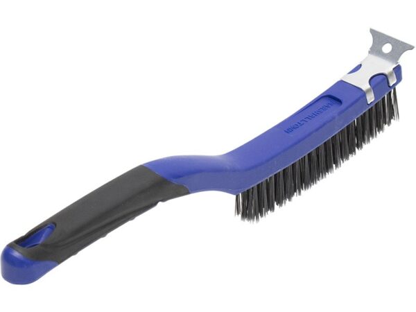 Marshalltown Drahtbürste mit Schaber, Softgrip Griff, blau-schwarz, Maße: 343x63 mm