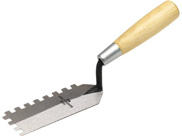 Marshalltown Zweiseitig gezahnte Randkelle, Eckig 6x6x6 mm, Holzgriff, Stahl, Maße: 127x51 mm