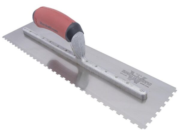 Marshalltown Zweiseitig gezahnte Kelle, Eckig 6x3x6 mm, Durasoft Griff, Stahl, Maße: 279x114 mm