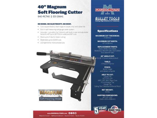 Bullet by Marshalltown Bodenbelagschneider Soft Flooring Shears, mit Nockenwellenaufrüstung, Schnittlänge: 1016 mm
