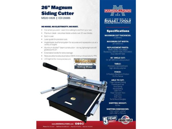 Bullet by Marshalltown Bodenbelagschneider Magnum Siding Cutter, Schnittlänge: 660 mm