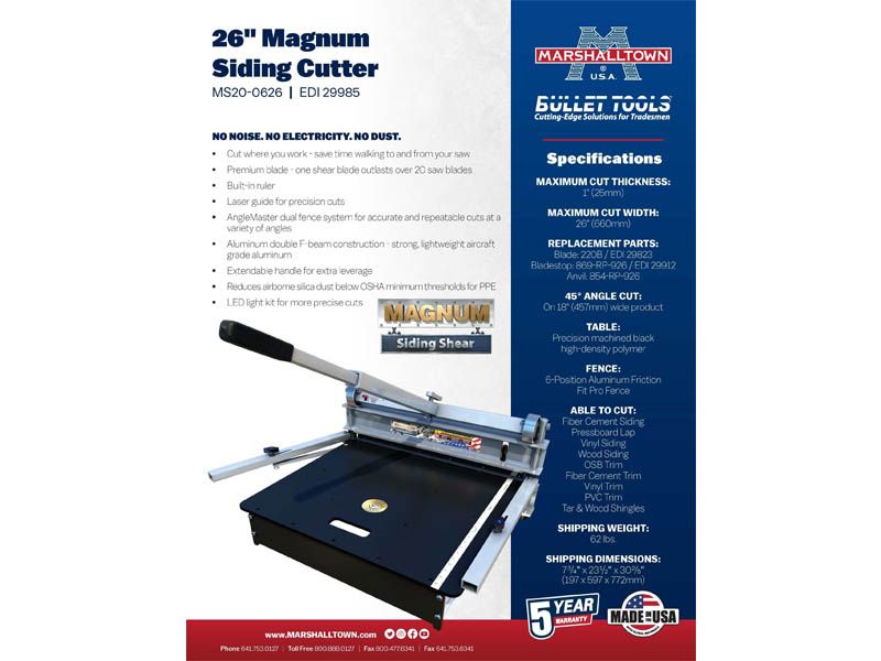 29985 1a Bullet by Marshalltown Bodenbelagschneider Magnum Siding Cutter, Schnittlänge: 660 mm – Bild 1